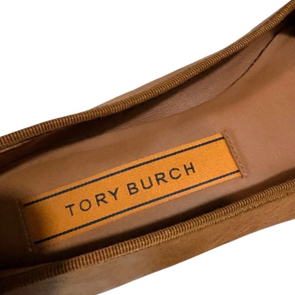 Tory Burch Camel Tan Leather Women's Tory‎ Charm Ballet Flats